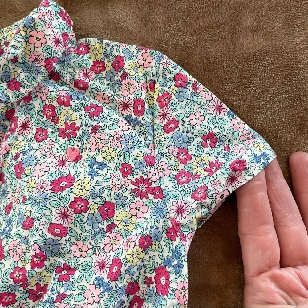 Carter's Girls Floral Casual Shirt Dress Cotton Cap Sleeves Size 6